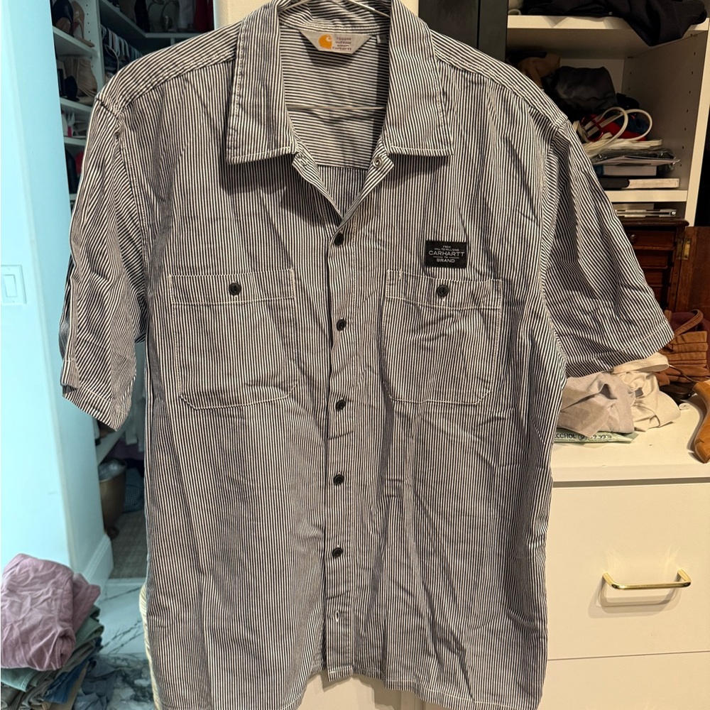 Carhartt WIP xl Navy and White Striped Shirt/work shirt